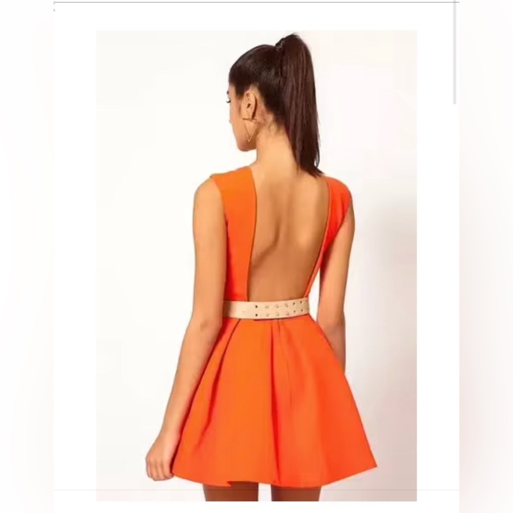AQ/AQ Orange Fit and Flare Mini Backless Dress, Size 4 US/Size 8 UK - Picture 3 of 5
